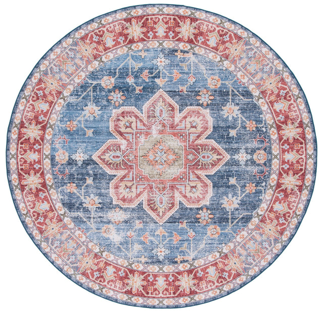 Safavieh Machine Washable Tucson Tsn110M Blue/Rust Rug - Safavieh - tsn110m - 4r