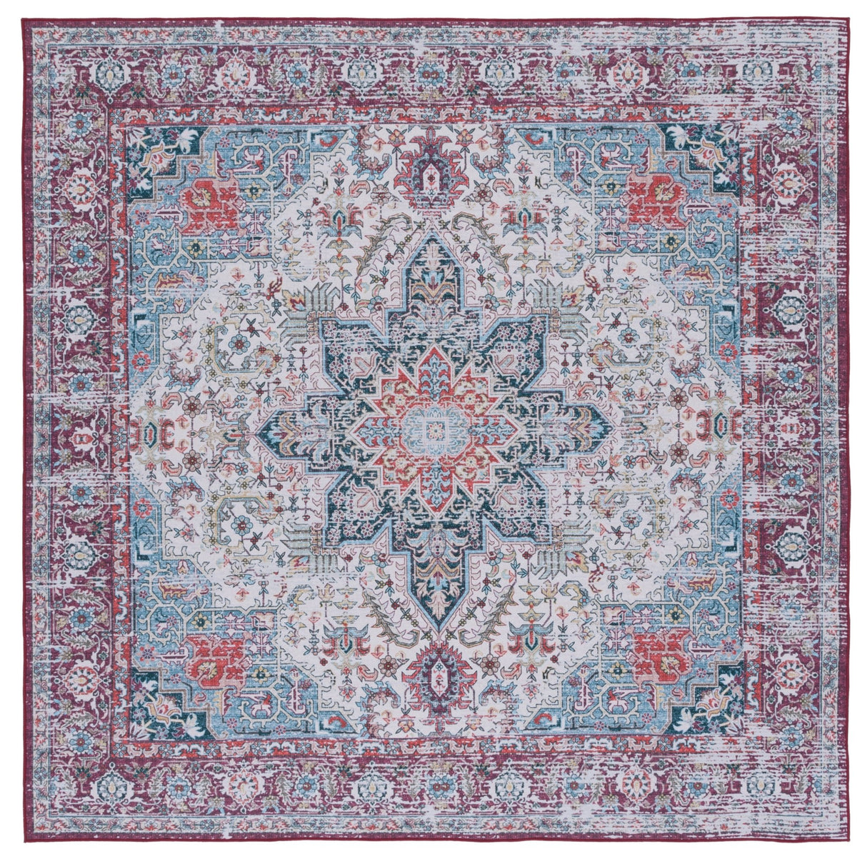 Safavieh Machine Washable Tucson Tsn113A Ivory/Red Rug - Safavieh - tsn113a - 6sq