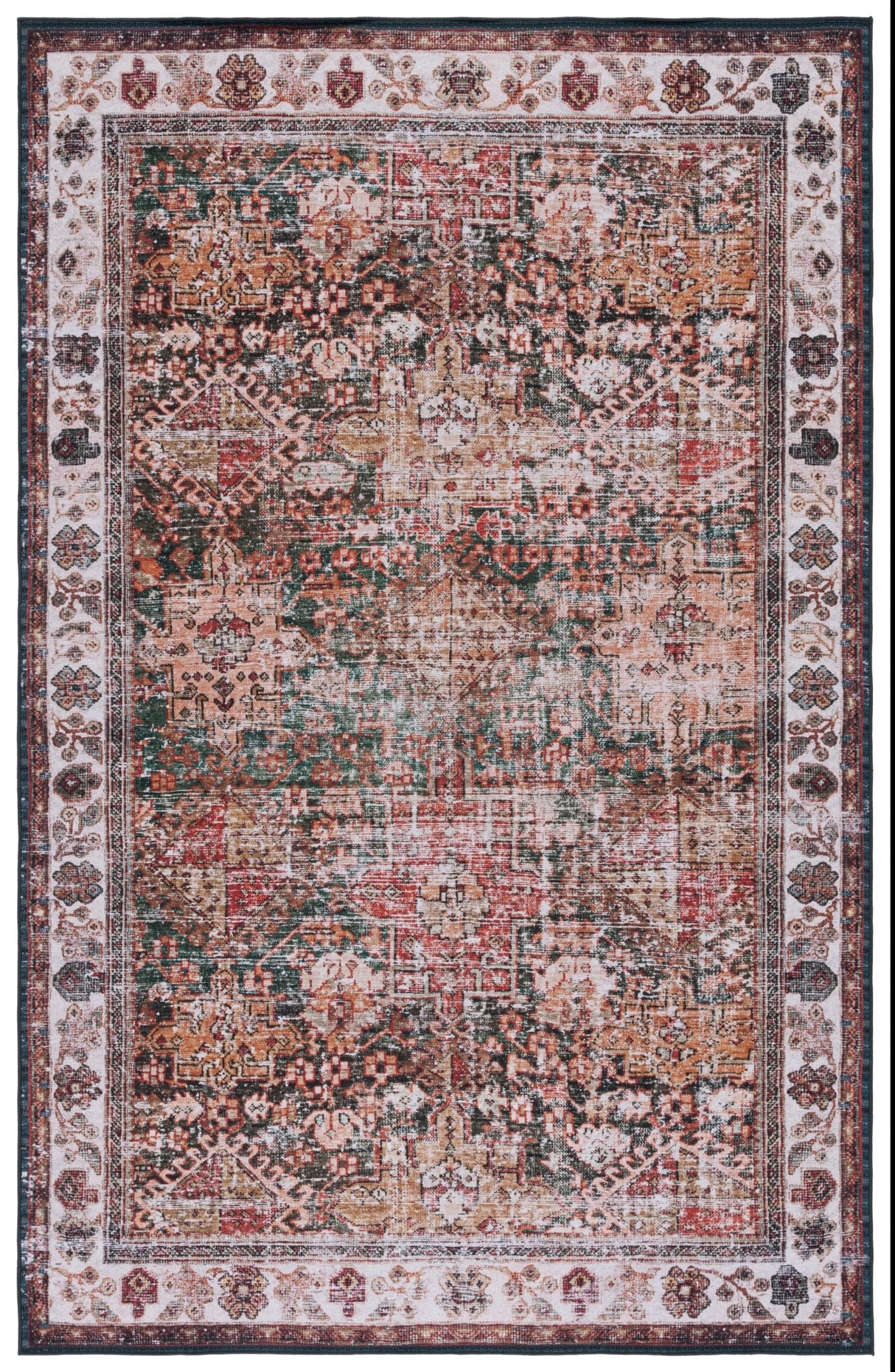 Safavieh Machine Washable Tucson Tsn114A Ivory/Green Rug - Safavieh - tsn114a - 3