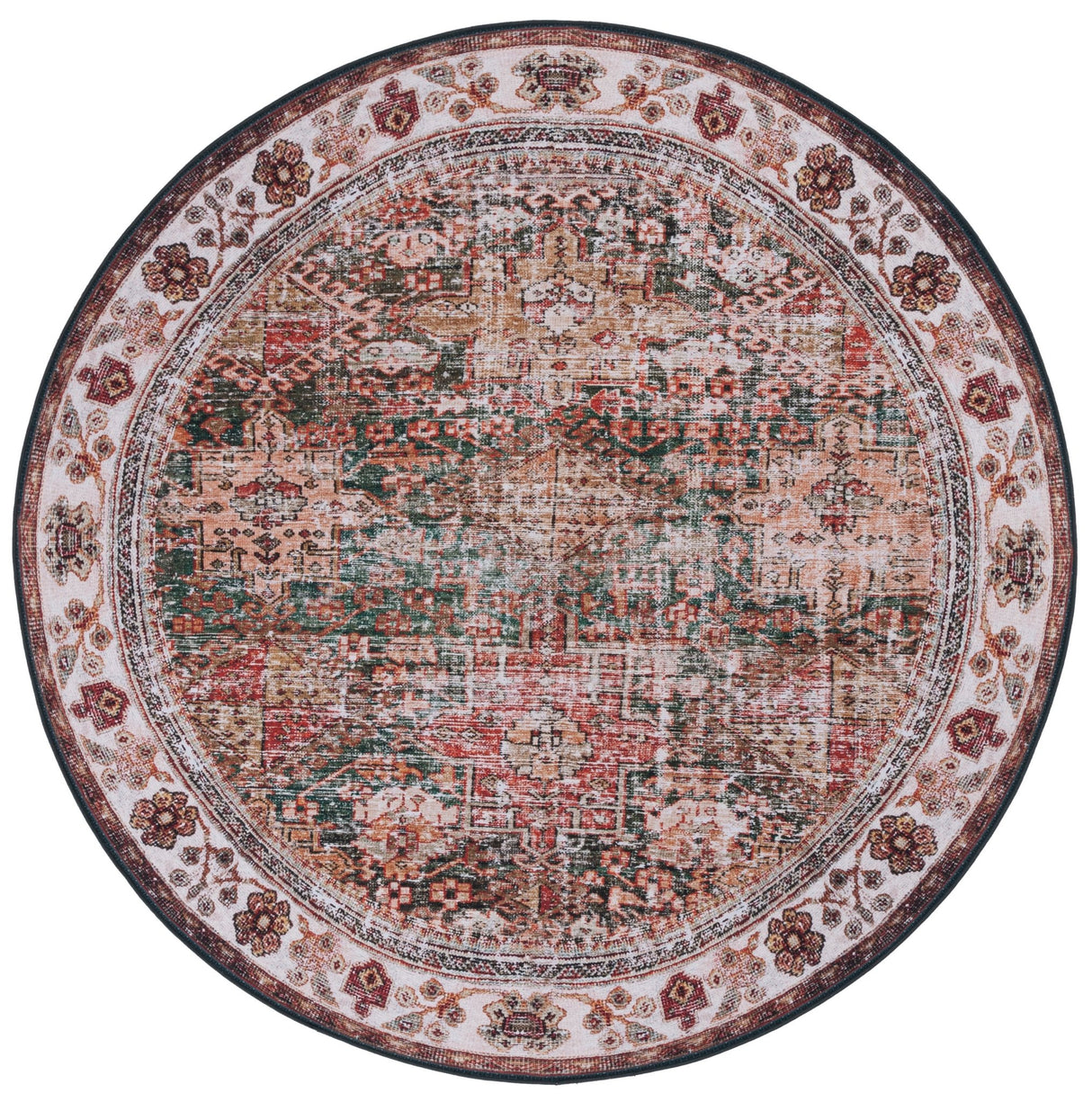 Safavieh Machine Washable Tucson Tsn114A Ivory/Green Rug - Safavieh - tsn114a - 6r