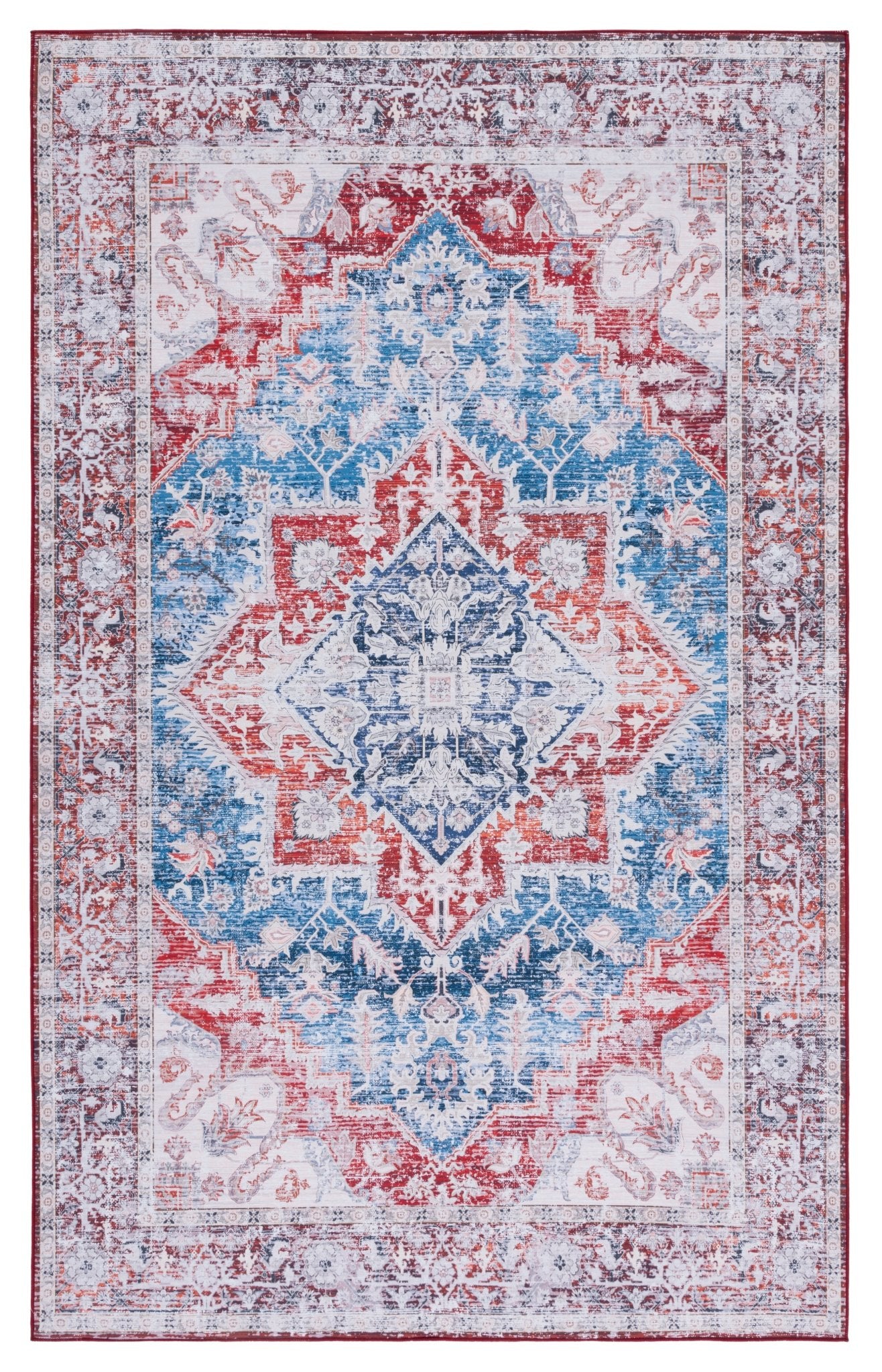 Safavieh Machine Washable Tucson Tsn115M Blue/Red Rug - Safavieh - tsn115m - 3