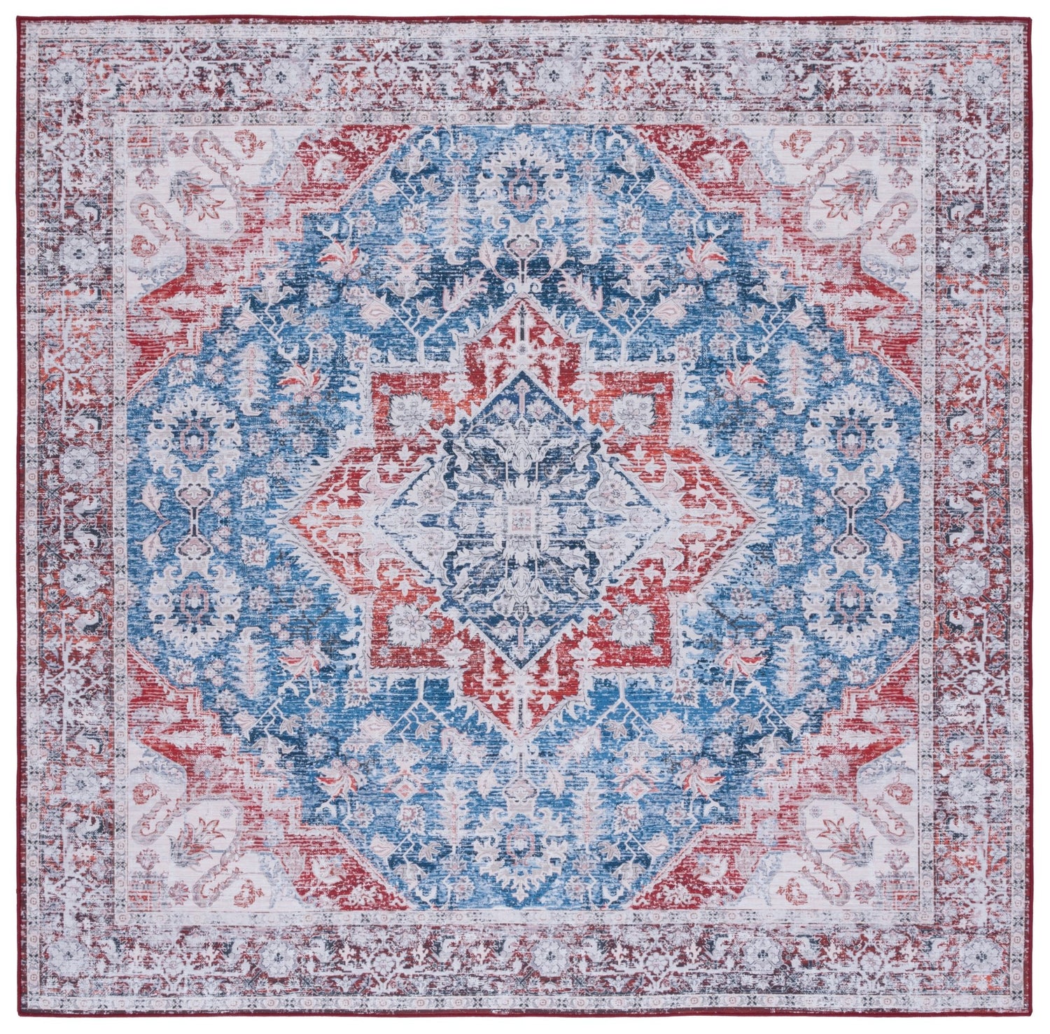 Safavieh Machine Washable Tucson Tsn115M Blue/Red Rug - Safavieh - tsn115m - 6sq