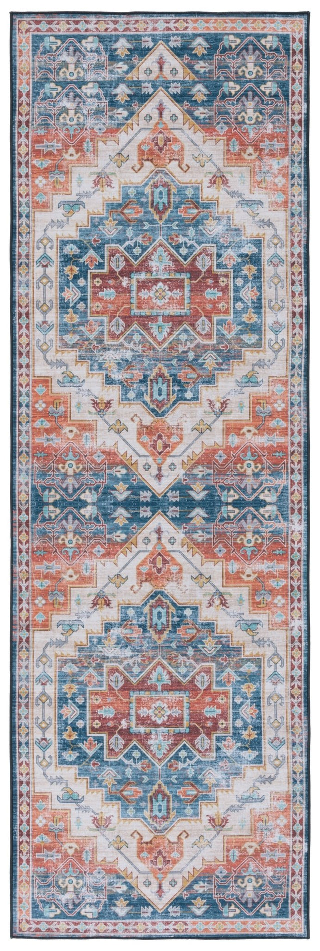 Safavieh Machine Washable Tucson Tsn116M Blue/Rust Rug - Safavieh - tsn116m - 28