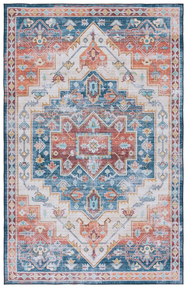 Safavieh Machine Washable Tucson Tsn116M Blue/Rust Rug - Safavieh - tsn116m - 3