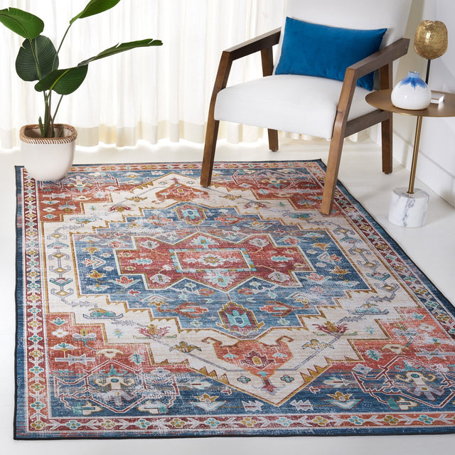 Safavieh Machine Washable Tucson Tsn116M Blue/Rust Rug - Safavieh - tsn116m - 3