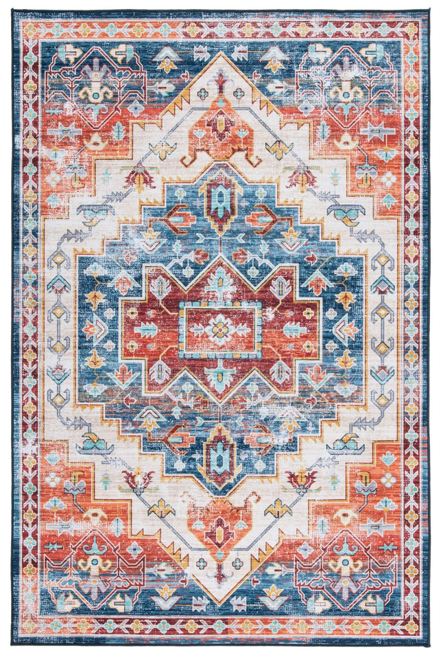Safavieh Machine Washable Tucson Tsn116M Blue/Rust Rug - Safavieh - tsn116m - 6r
