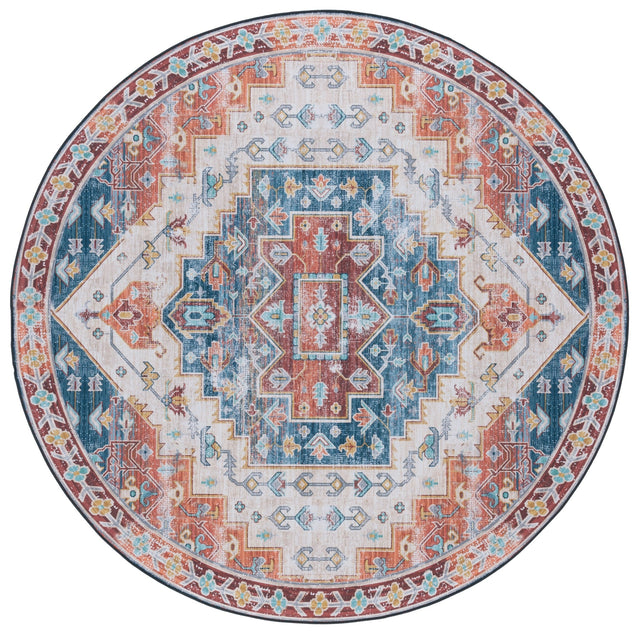 Safavieh Machine Washable Tucson Tsn116M Blue/Rust Rug - Safavieh - tsn116m - 6r