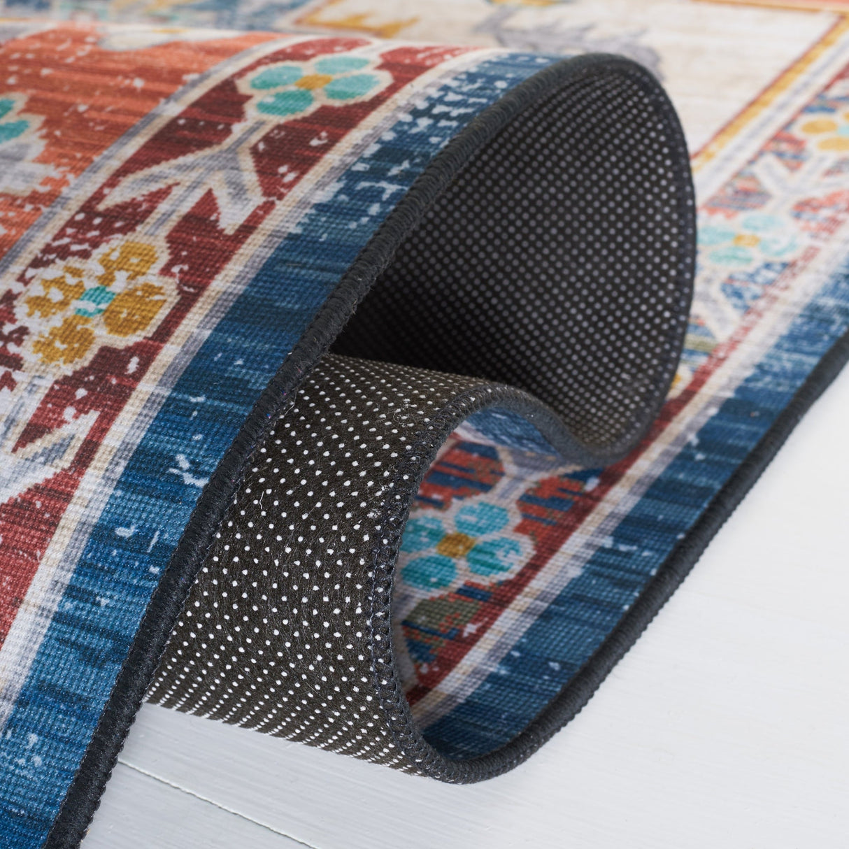 Safavieh Machine Washable Tucson Tsn116M Blue/Rust Rug - Safavieh - tsn116m - 6r