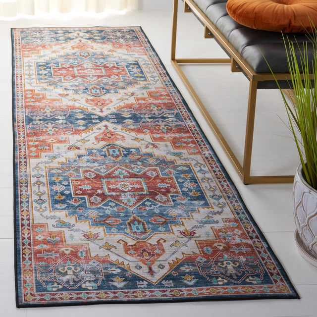 Safavieh Machine Washable Tucson Tsn116M Blue/Rust Rug - Safavieh - tsn116m - 6r