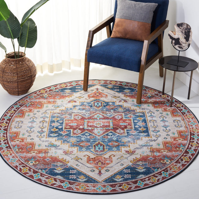 Safavieh Machine Washable Tucson Tsn116M Blue/Rust Rug - Safavieh - tsn116m - 6r