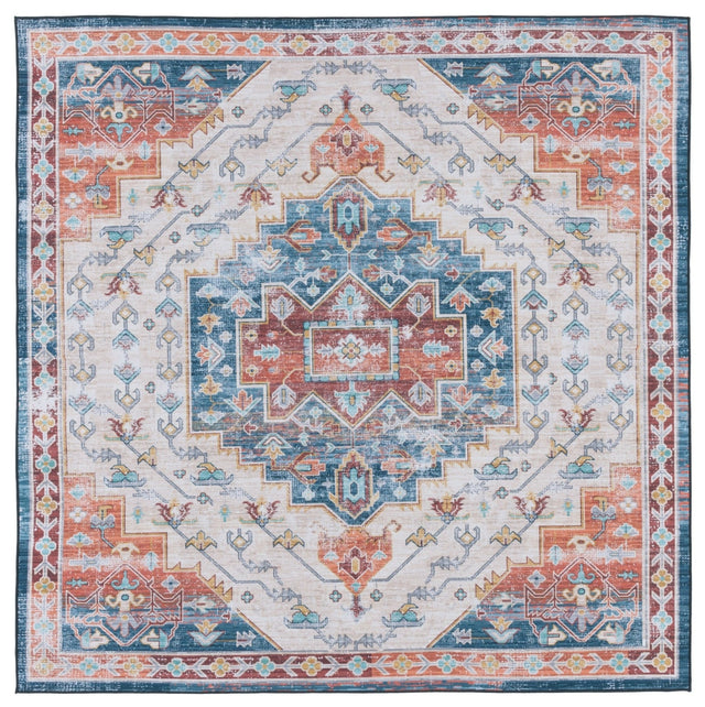 Safavieh Machine Washable Tucson Tsn116M Blue/Rust Rug - Safavieh - tsn116m - 6sq