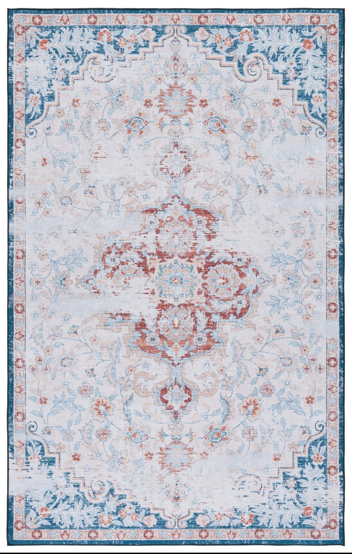 Safavieh Machine Washable Tucson Tsn117B Beige/Rust Rug - Safavieh - tsn117b - 3