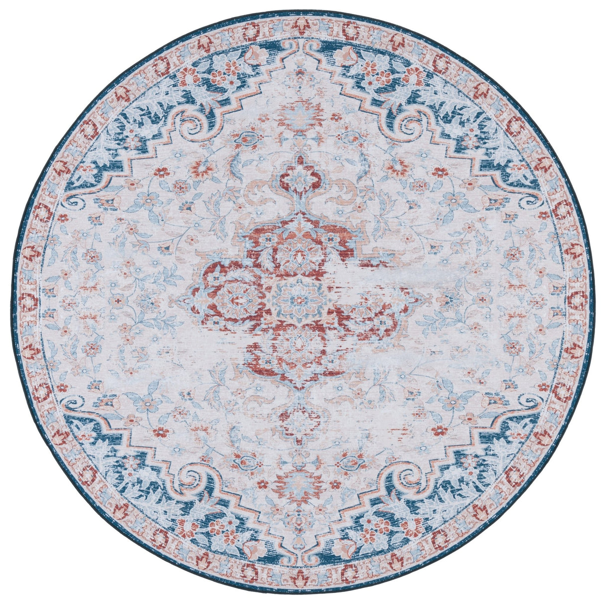 Safavieh Machine Washable Tucson Tsn117B Beige/Rust Rug - Safavieh - tsn117b - 6r
