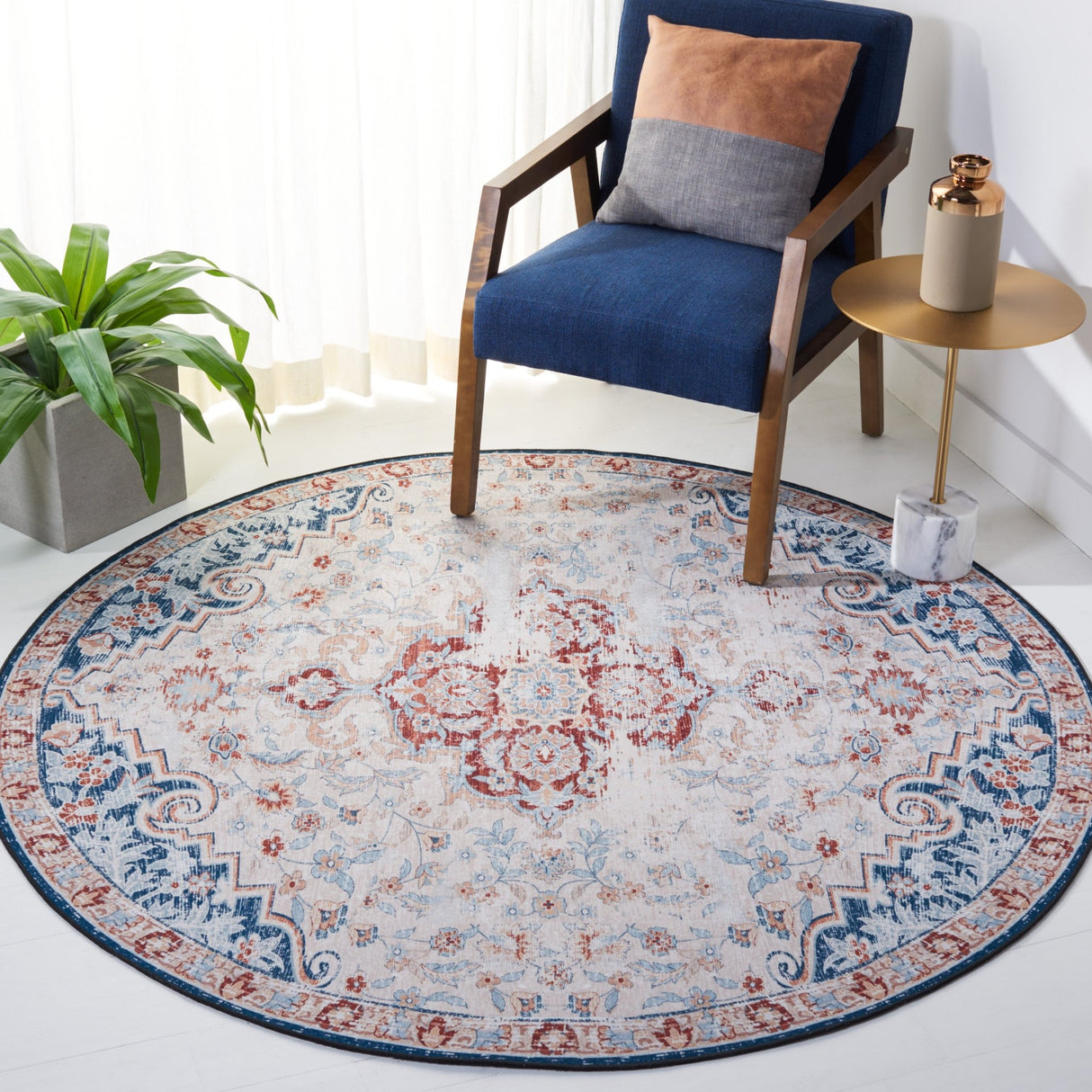 Safavieh Machine Washable Tucson Tsn117B Beige/Rust Rug - Safavieh - tsn117b - 6r