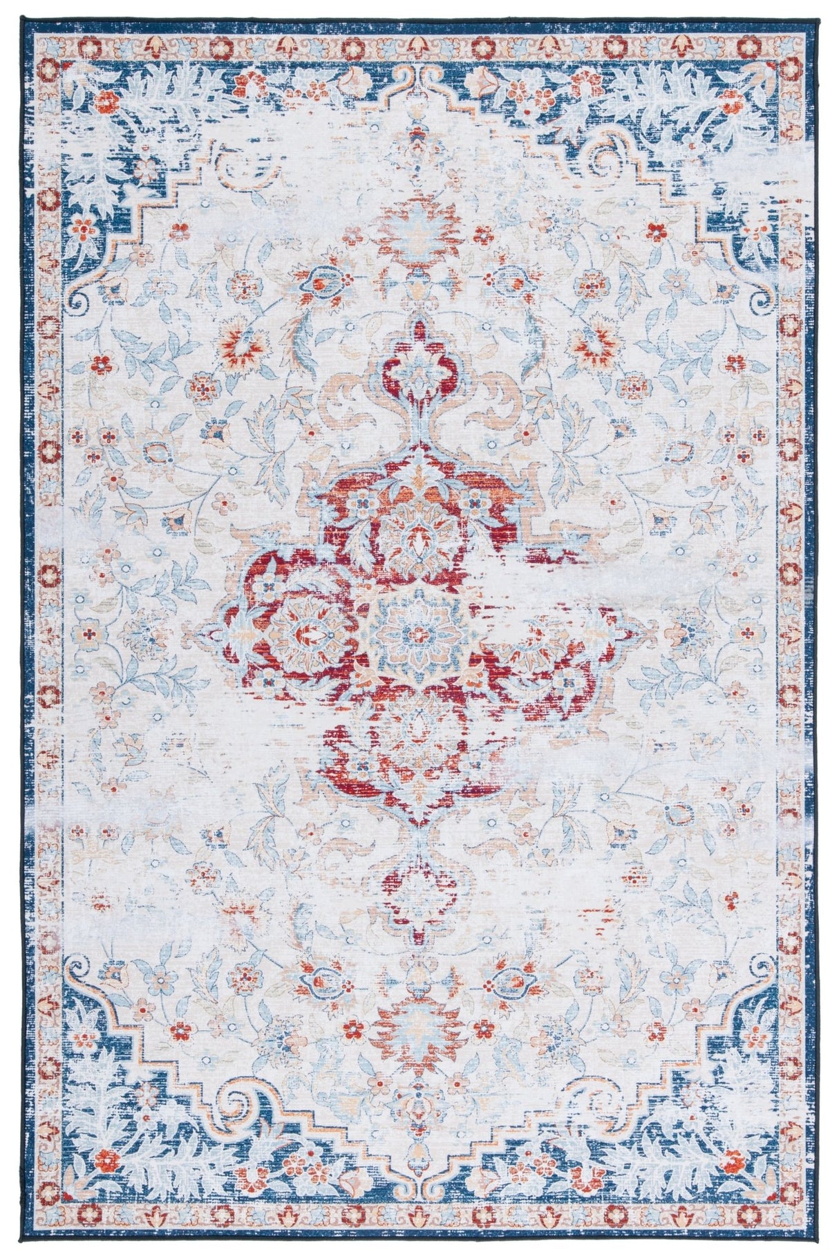 Safavieh Machine Washable Tucson Tsn117B Beige/Rust Rug - Safavieh - tsn117b - 6r