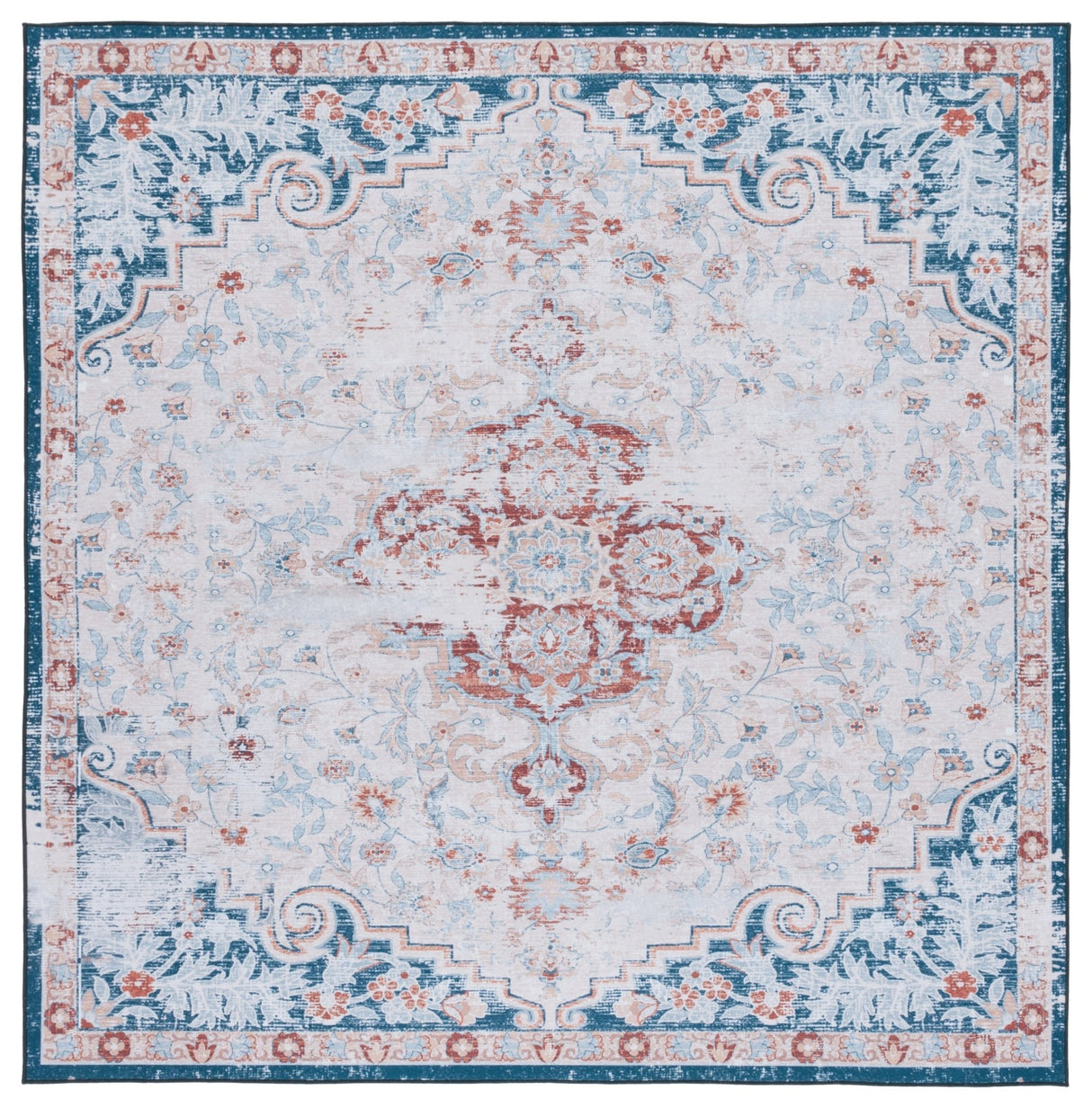 Safavieh Machine Washable Tucson Tsn117B Beige/Rust Rug - Safavieh - tsn117b - 6sq