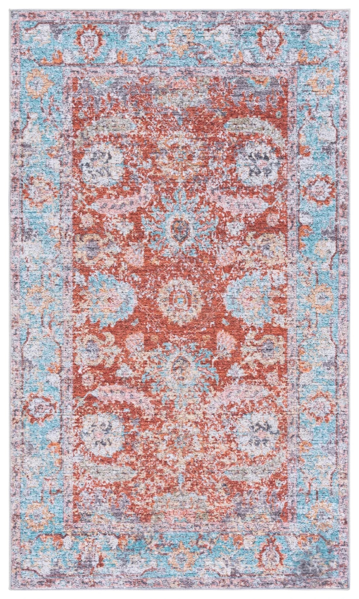 Safavieh Martha Stewart Washable 3'-0" x 5'-0" Rug in Turquoise / Rust