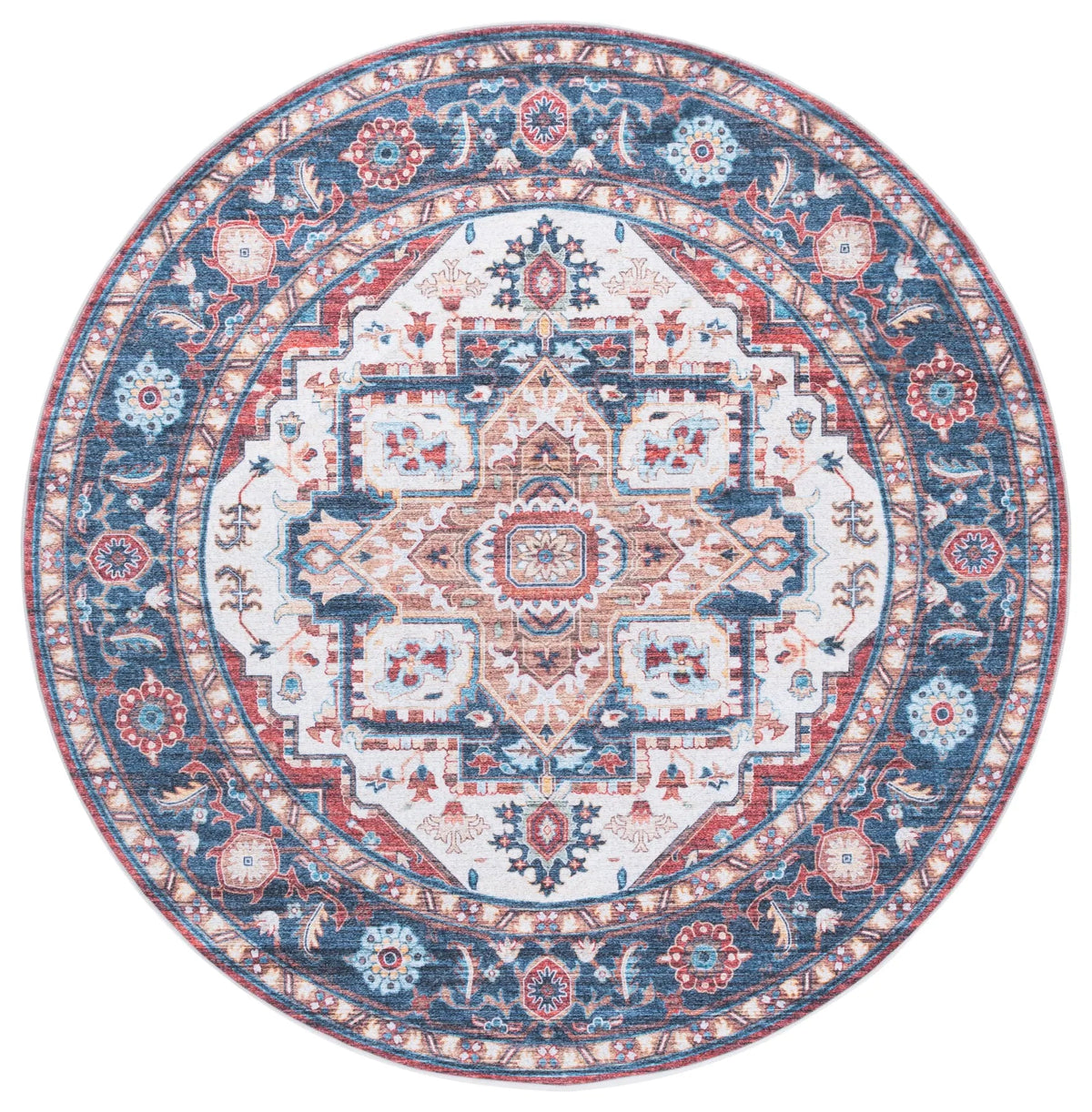 Safavieh Martha Stewart Washable 6'-0" x 6'-0" Rug in Rust / Blue