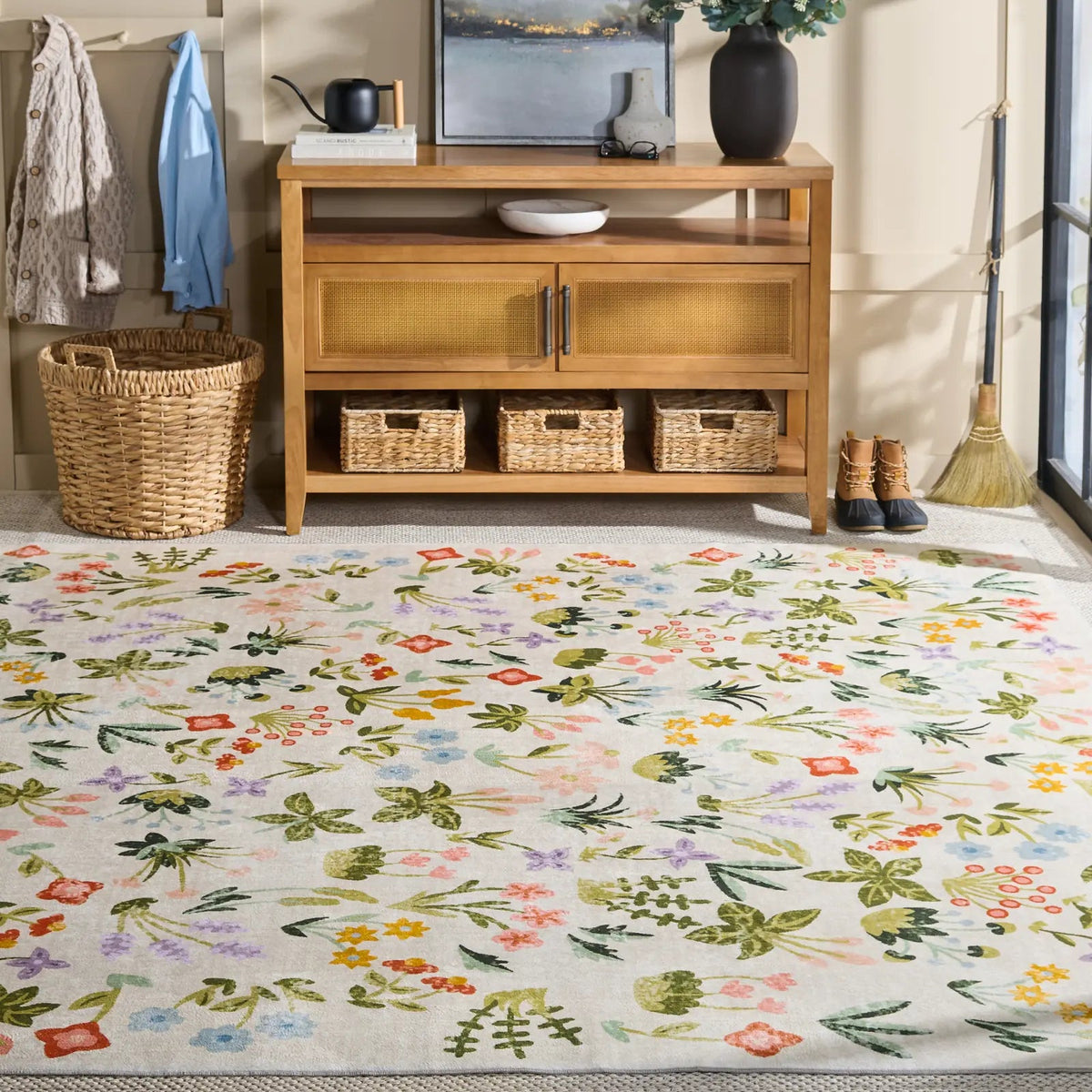 Safavieh Martha Stewart Washable 8'-0" x 10'-0" Rug in Beige / Red