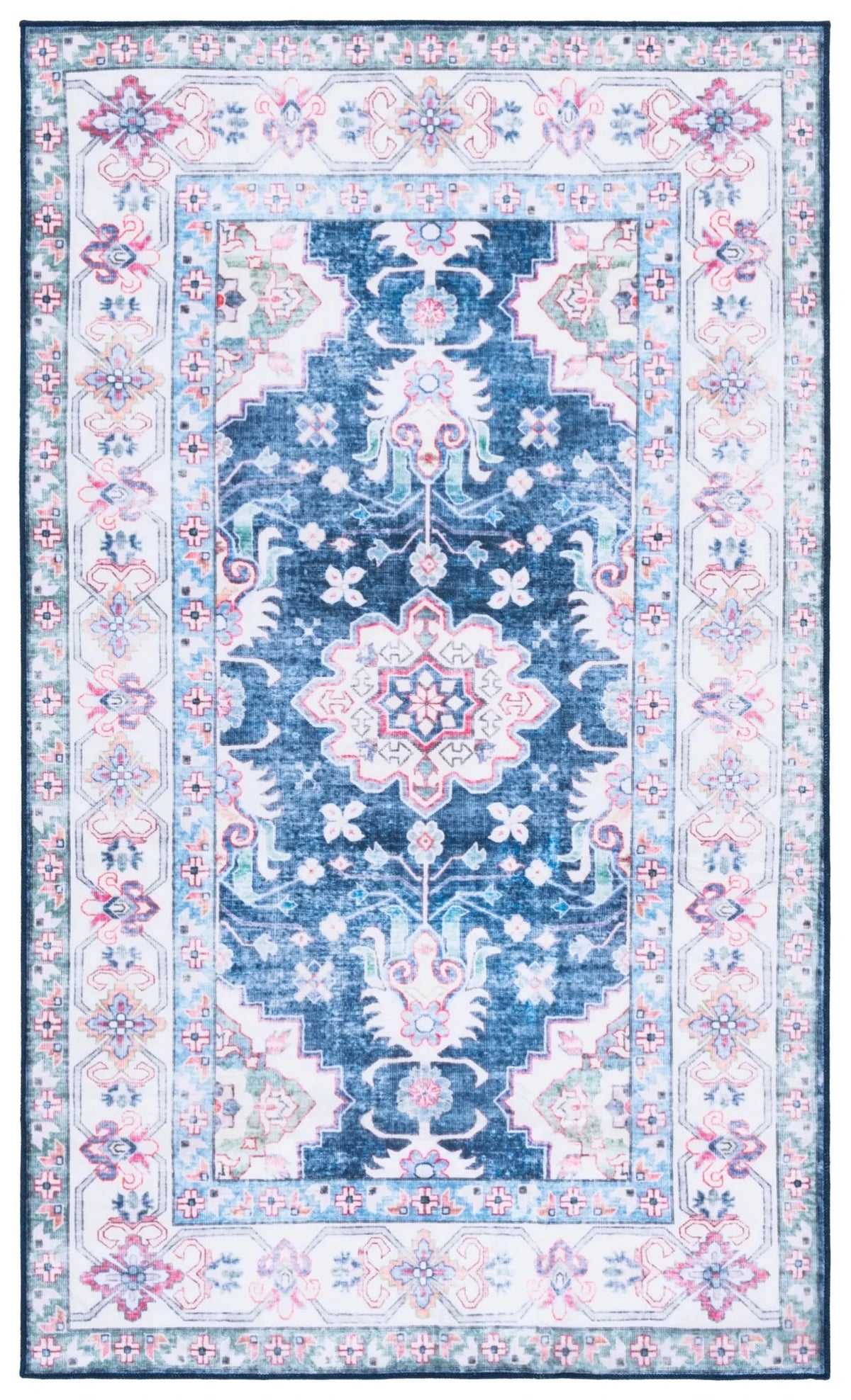 Safavieh Martha Stewart Washable 3'-0" x 5'-0" Rug in Navy / Beige