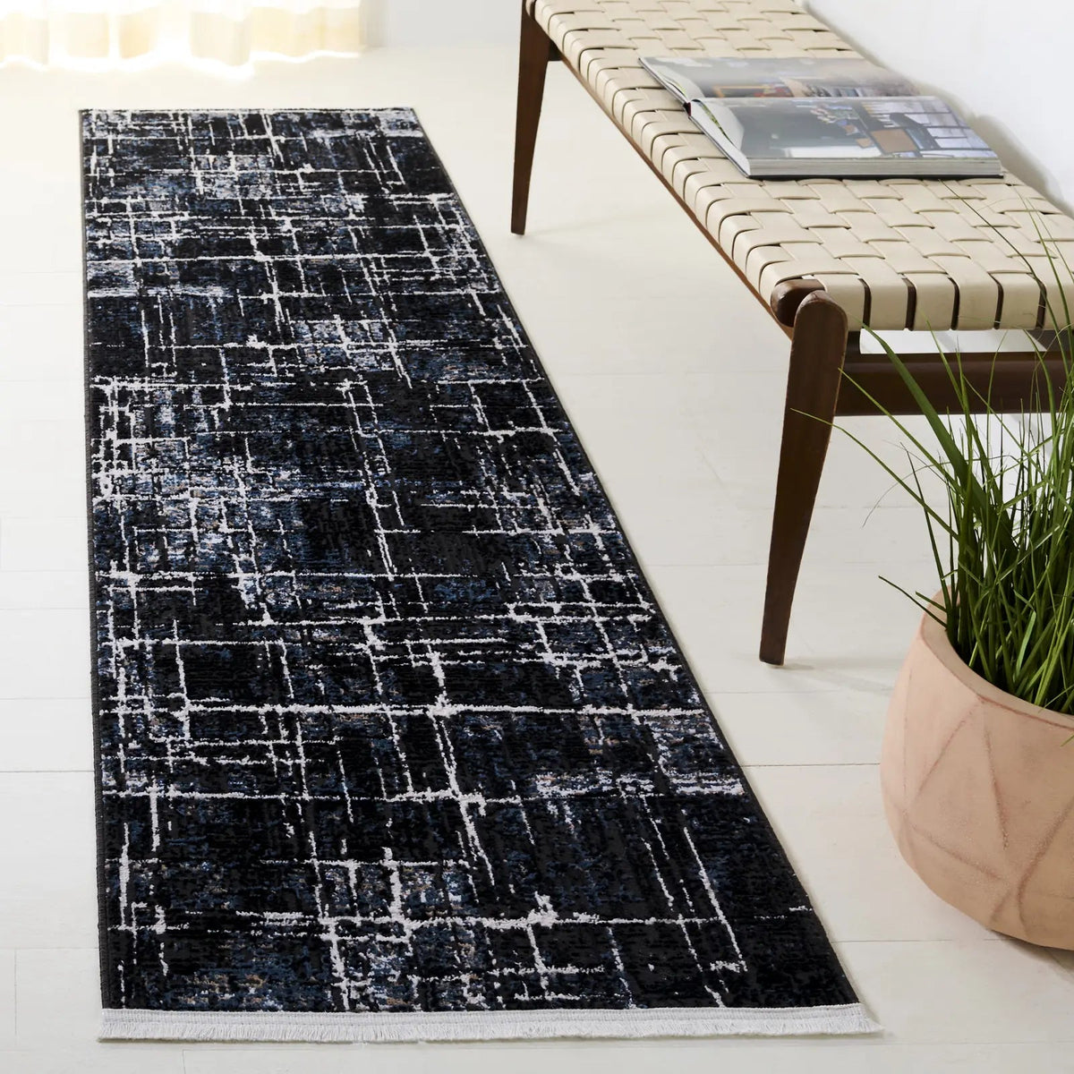 Safavieh Mila 2'-2" x 8'-0" Rug in Black / Blue Ivory
