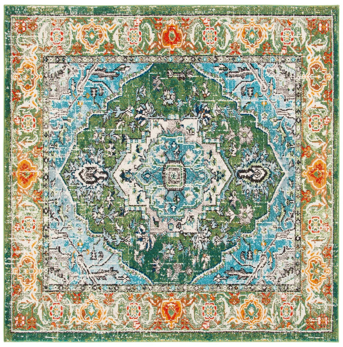 Safavieh Monaco 6'-7" x 6'-7" Rug in Green / Turquoise