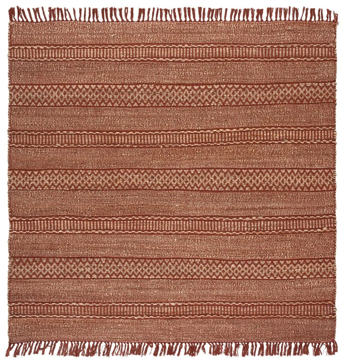 Safavieh Natural Fiber 7'-0" x 7'-0" Rug in Natural / Rust