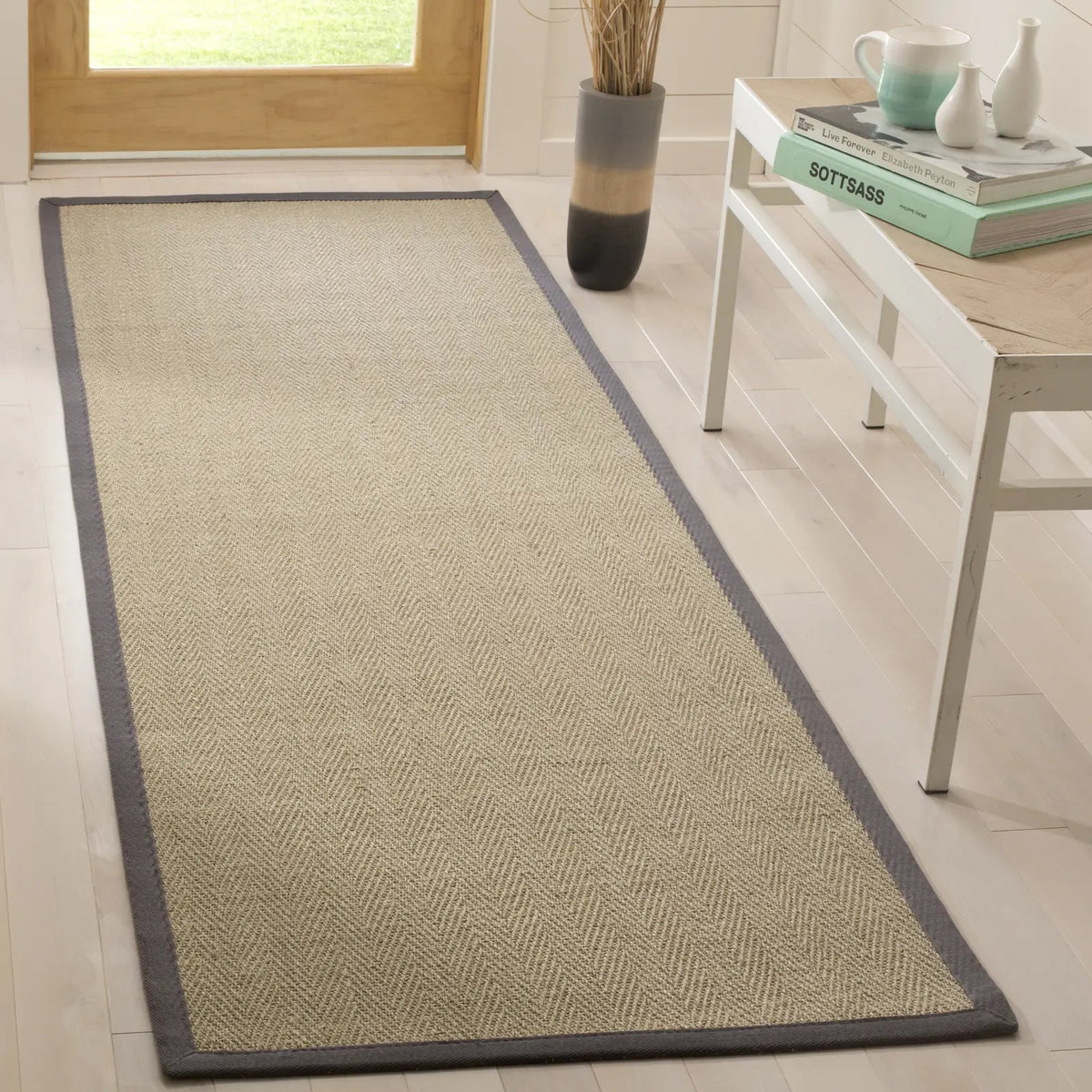 Safavieh Natural Fiber 2'-6" x 10'-0" Rug in Natural / Grey