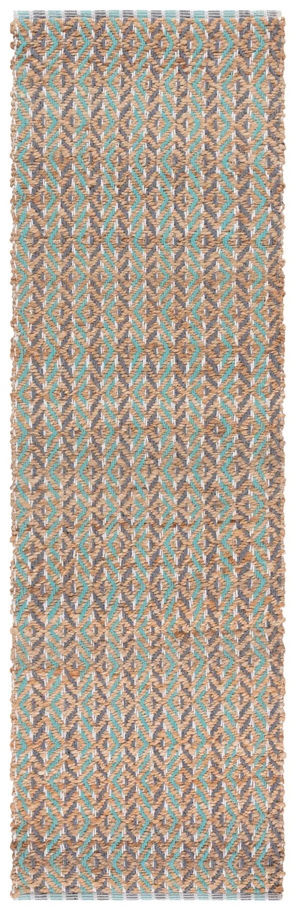 Safavieh Natural Fiber 2'-3" x 8'-0" Rug in Natural / Teal