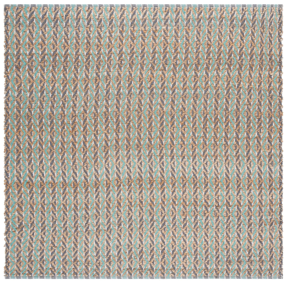 Safavieh Natural Fiber 6'-6" x 6'-6" Rug in Natural / Teal