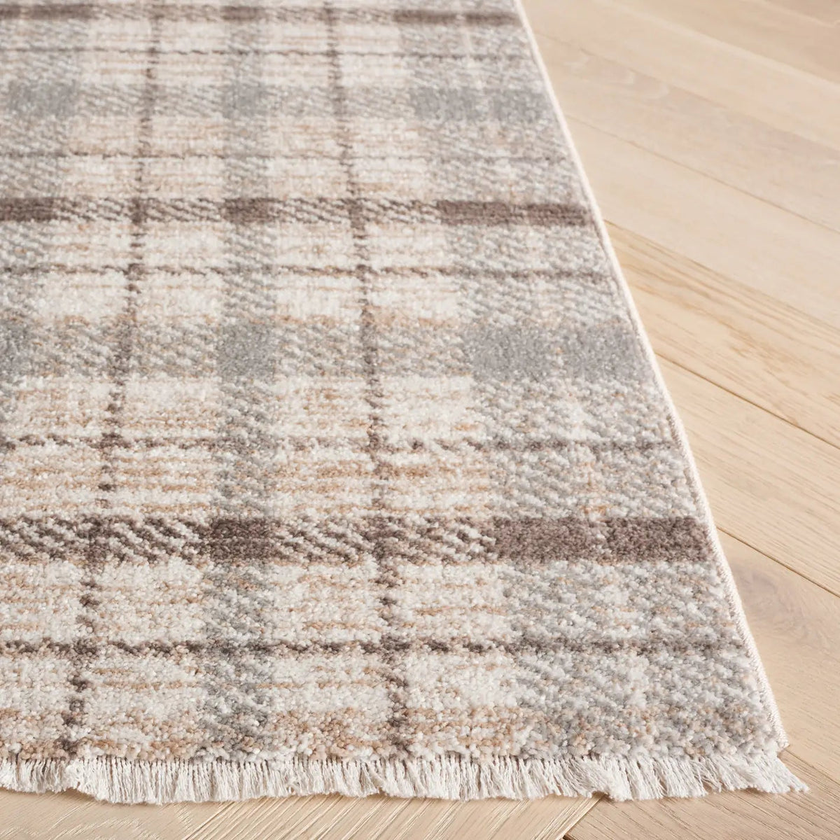 Safavieh Oxford Plaids 300 4'-0" x 6'-0" Rug in Grey / Beige