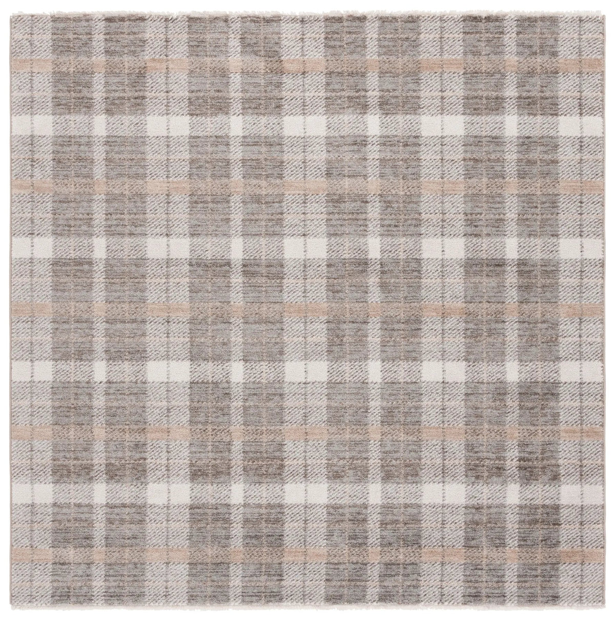 Safavieh Oxford Plaids 300 6'-7" x 6'-7" Rug in Grey / Beige