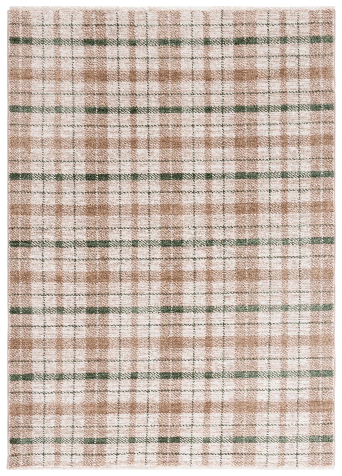 Safavieh Oxford Plaids 300 4'-0" x 6'-0" Rug in Beige / Green