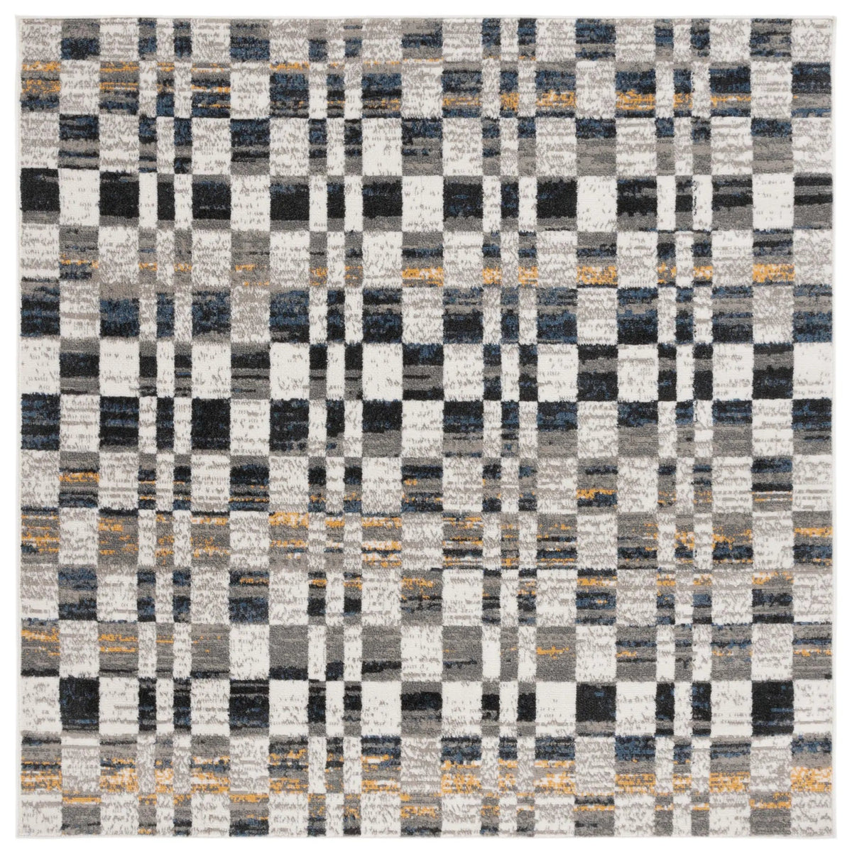 Safavieh Pyramid 6'-7" x 6'-7" Rug in Ivory / Grey Navy
