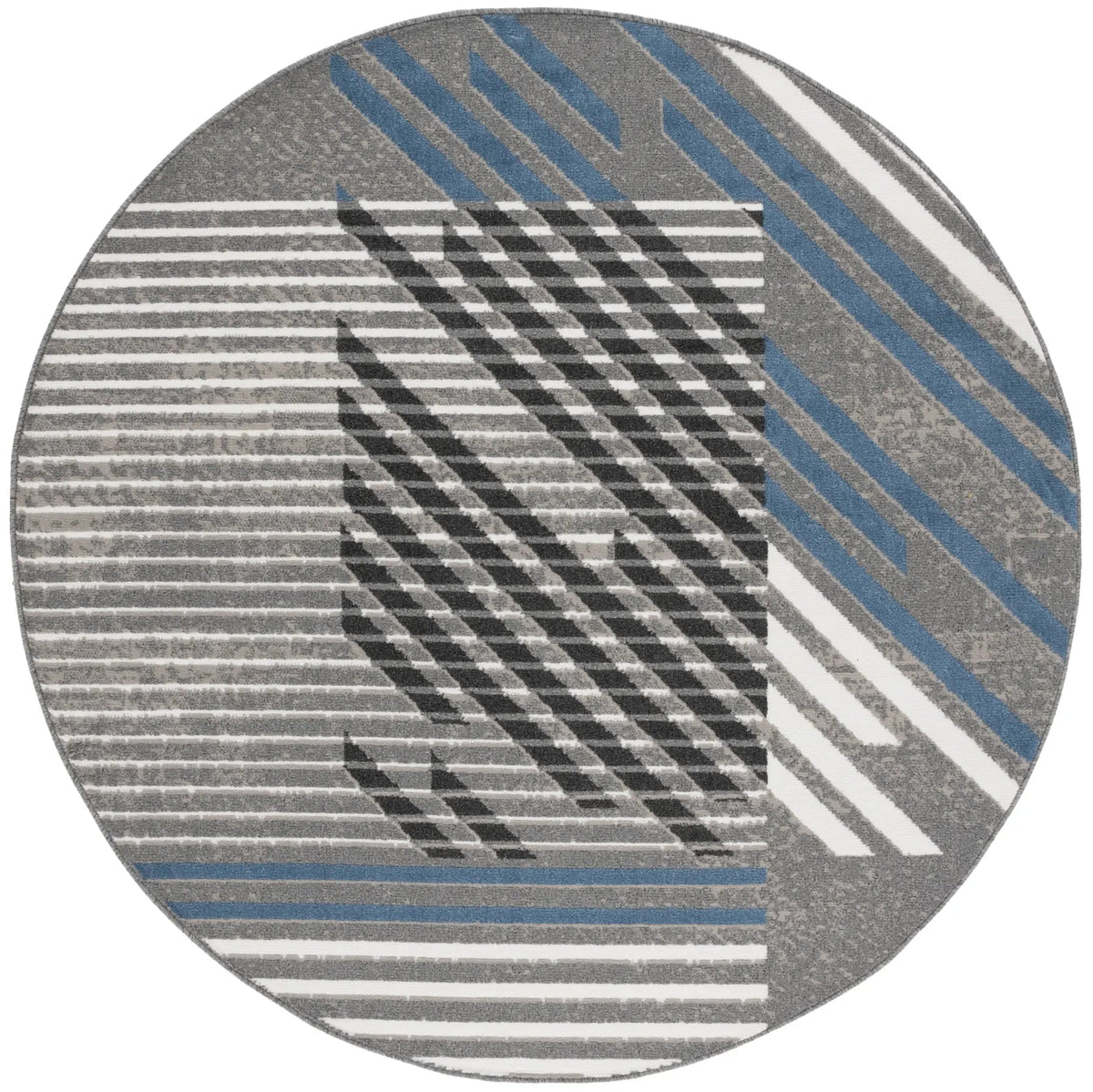 Safavieh Pyramid 6'-7" x 6'-7" Rug in Grey / Blue Ivory