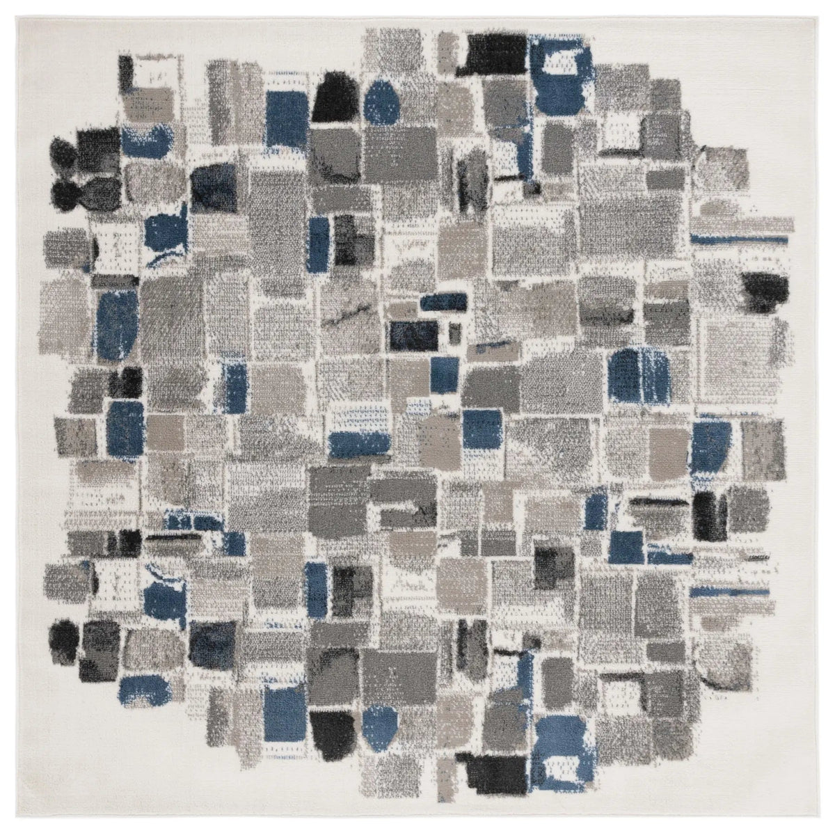 Safavieh Pyramid 6'-7" x 6'-7" Rug in Ivory / Grey Navy