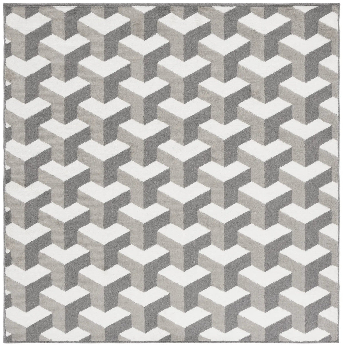 Safavieh Pyramid 6'-7" x 6'-7" Rug in Grey / Ivory