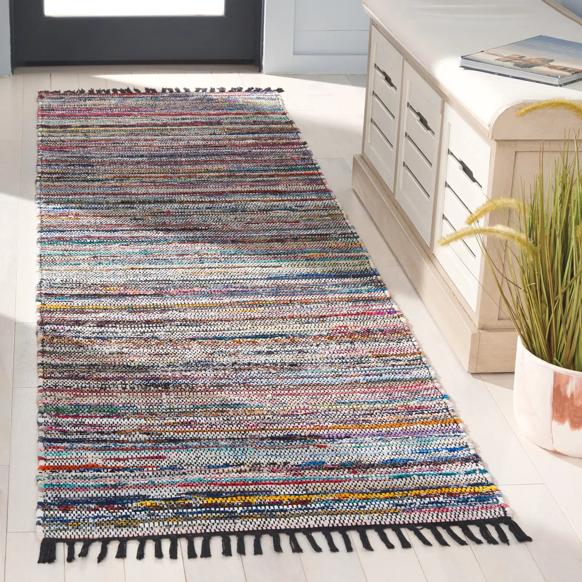 Safavieh Rag Rug 2'-3" x 8'-0" Rug in Black / Pink