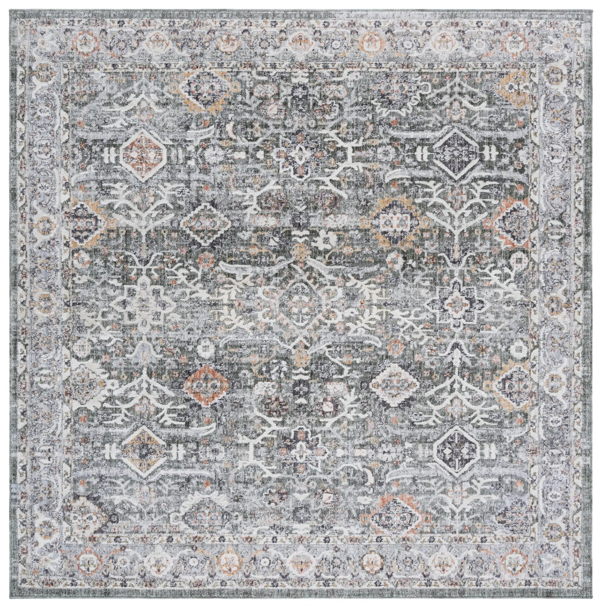 Safavieh Scarlett 400 6'-7" x 6'-7" Rug in Green / Ivory Rust
