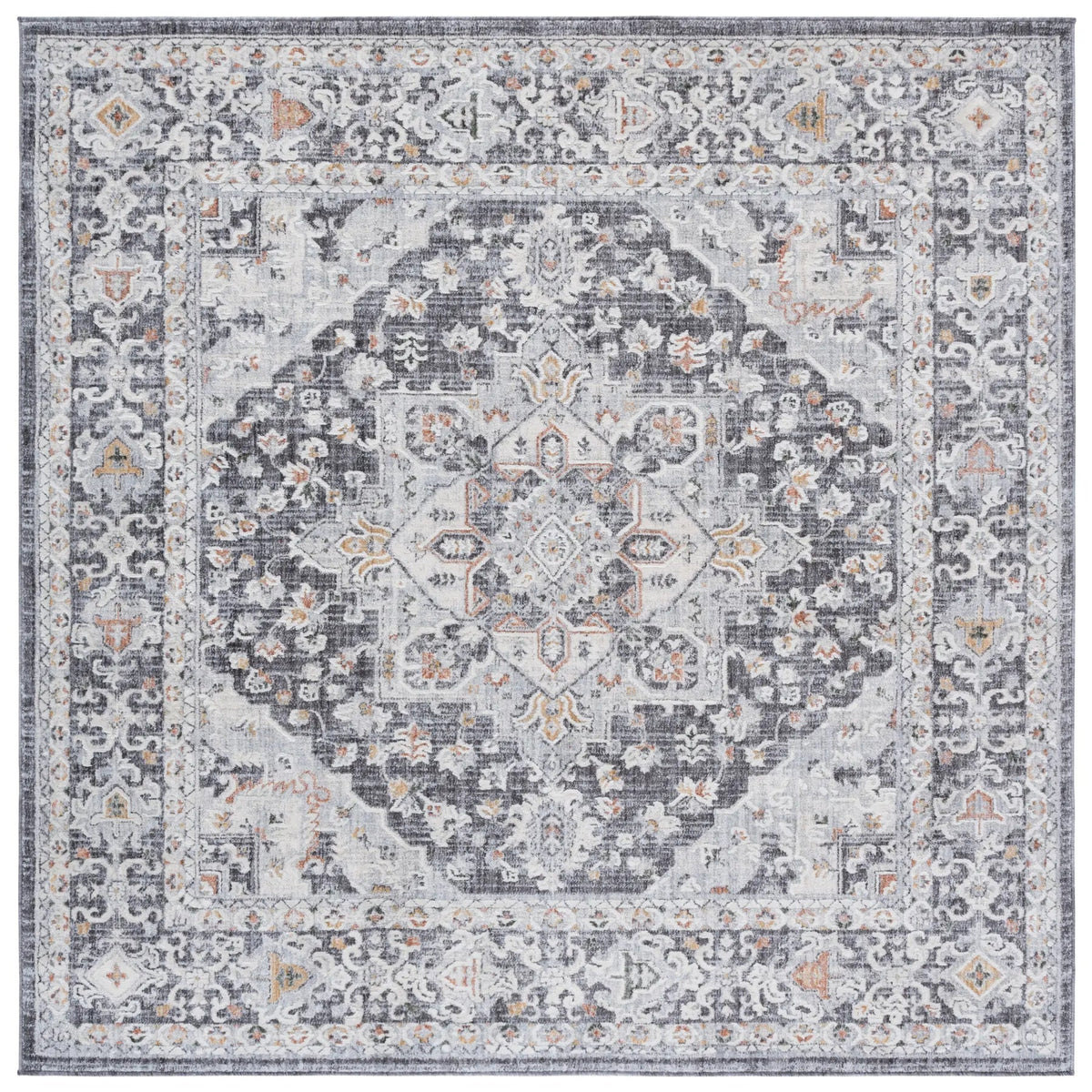 Safavieh Scarlett 400 6'-7" x 6'-7" Rug in Dark Grey / Ivory Rust