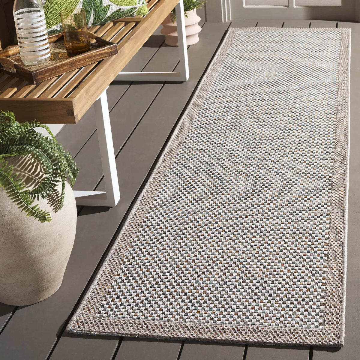 Safavieh Sisal All-Weather 2'-2" x 8'-0" Rug in Ivory / Aqua Orange