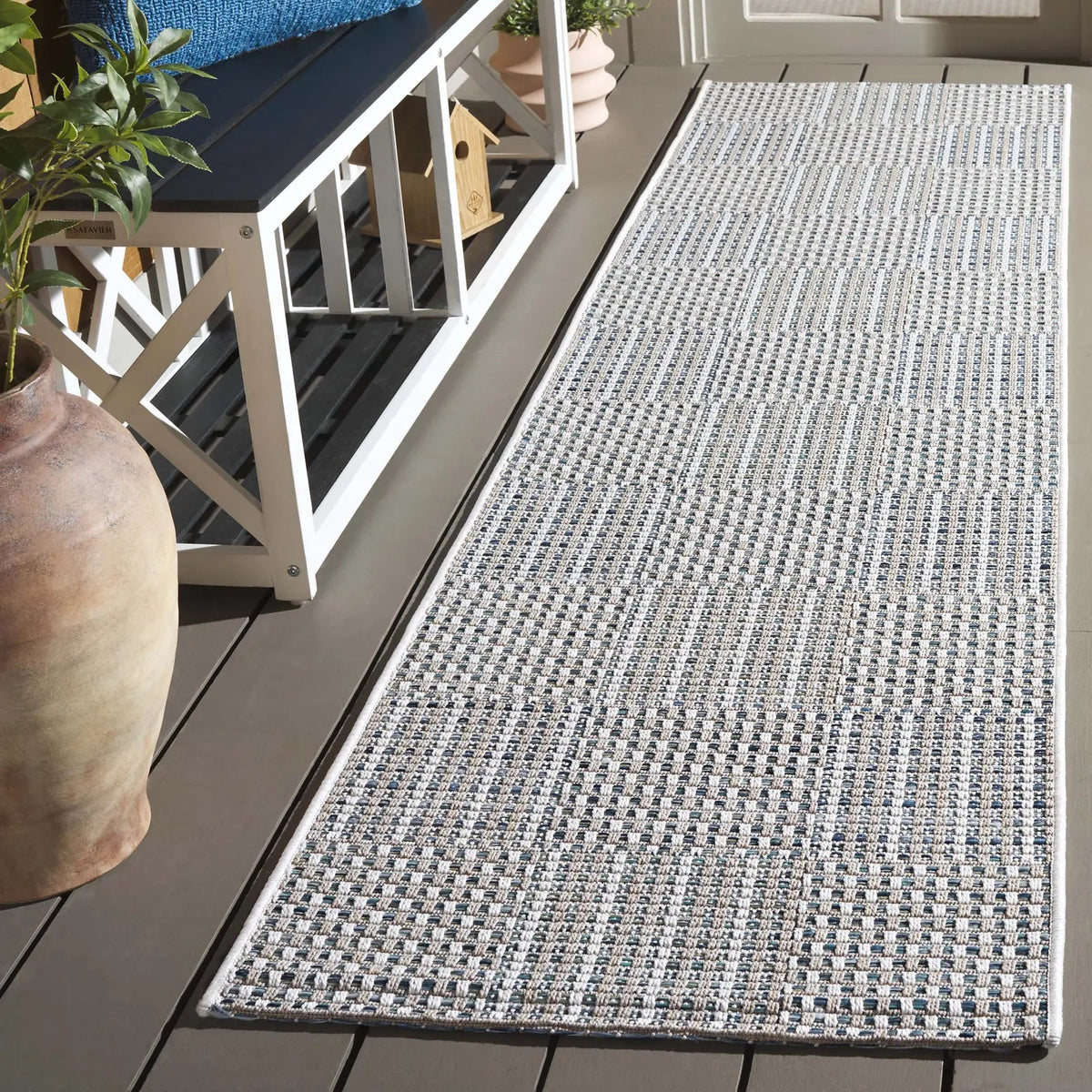 Safavieh Sisal All-Weather 2'-2" x 8'-0" Rug in Aqua / Beige Ivory