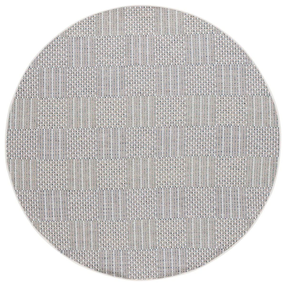 Safavieh Sisal All-Weather 6'-7" x 6'-7" Rug in Aqua / Beige Ivory