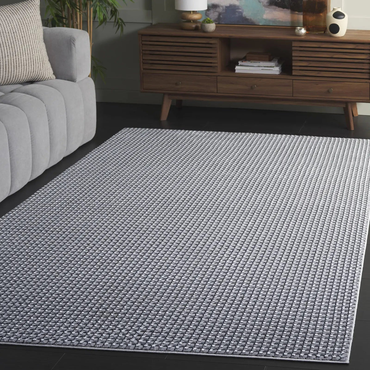 Safavieh Slate 700 4'-0" x 6'-0" Rug in Grey / Ivory Black