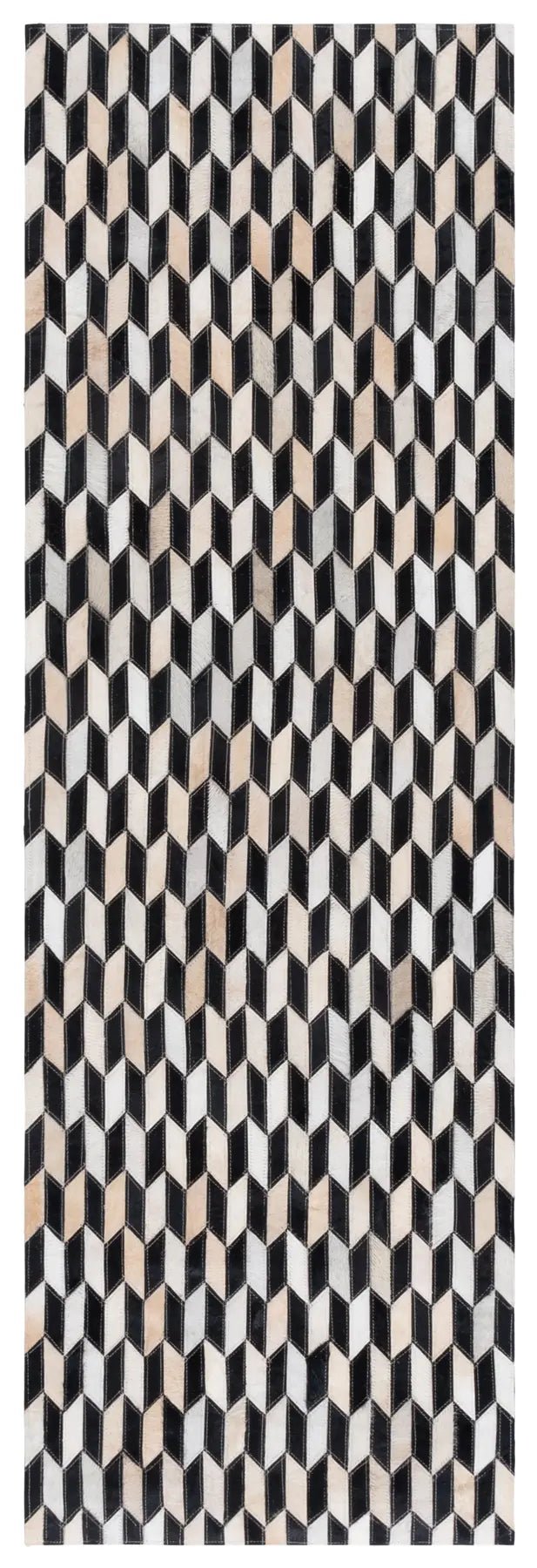Safavieh Studio Leather 2'-3" x 7'-0" Rug in Ivory / Black