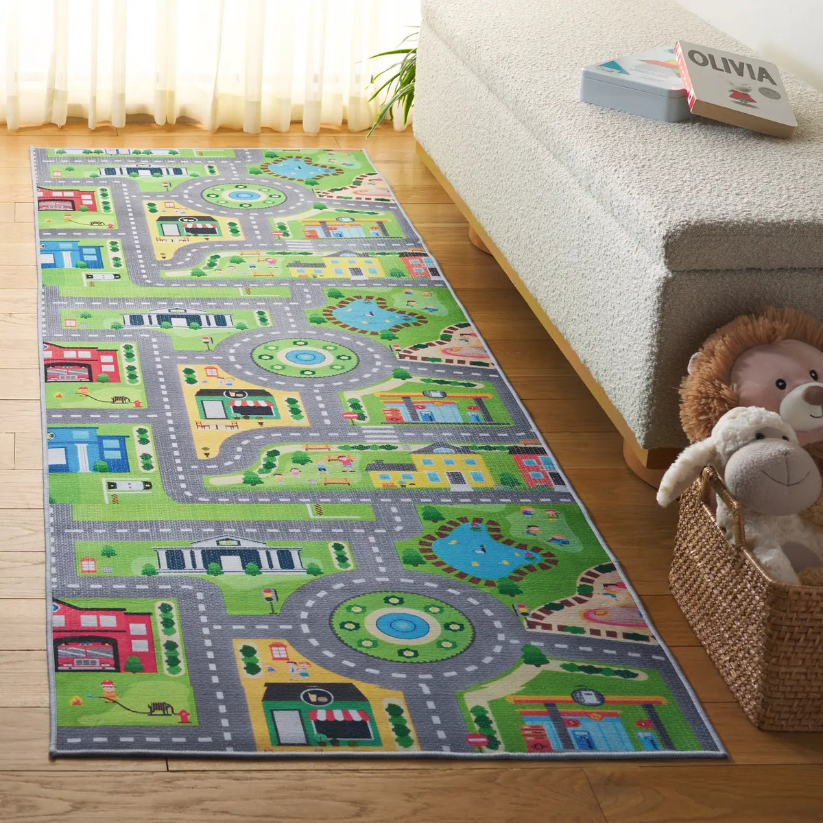 Safavieh Tacoma Kids 100 2'-6" x 8'-0" Rug in Grey / Green
