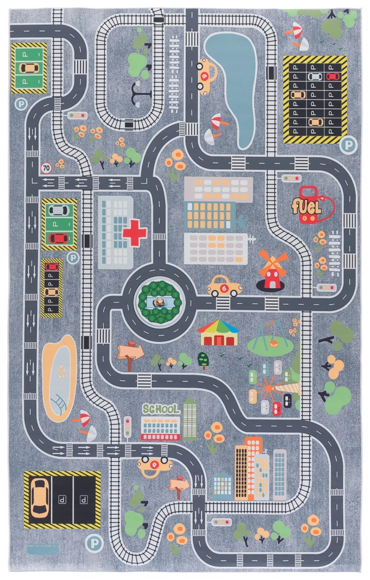 Safavieh Tacoma Kids 100 5'-0" x 8'-0" Rug in Grey / Dark Grey