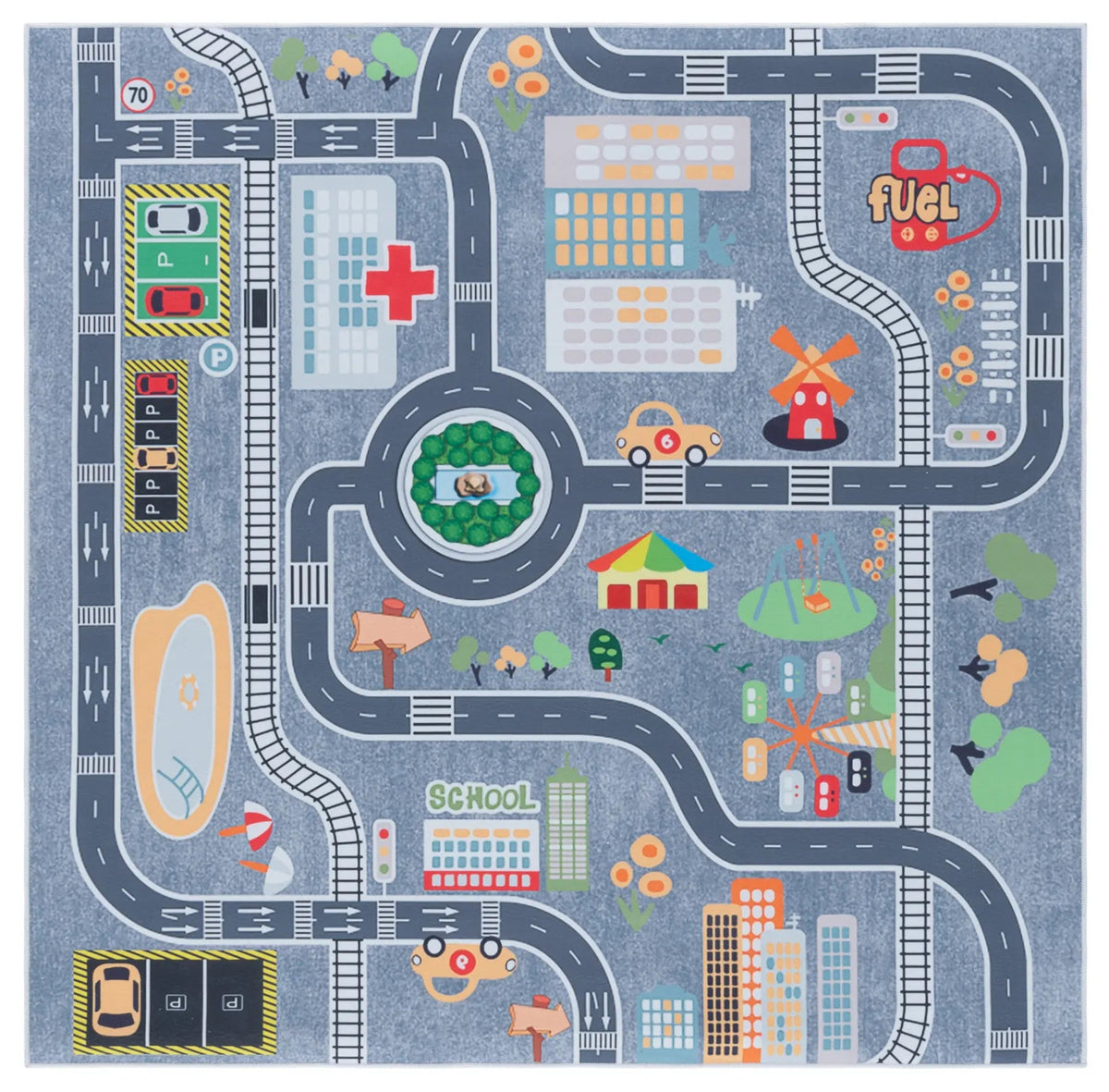 Safavieh Tacoma Kids 100 5'-0" x 5'-0" Rug in Grey / Dark Grey