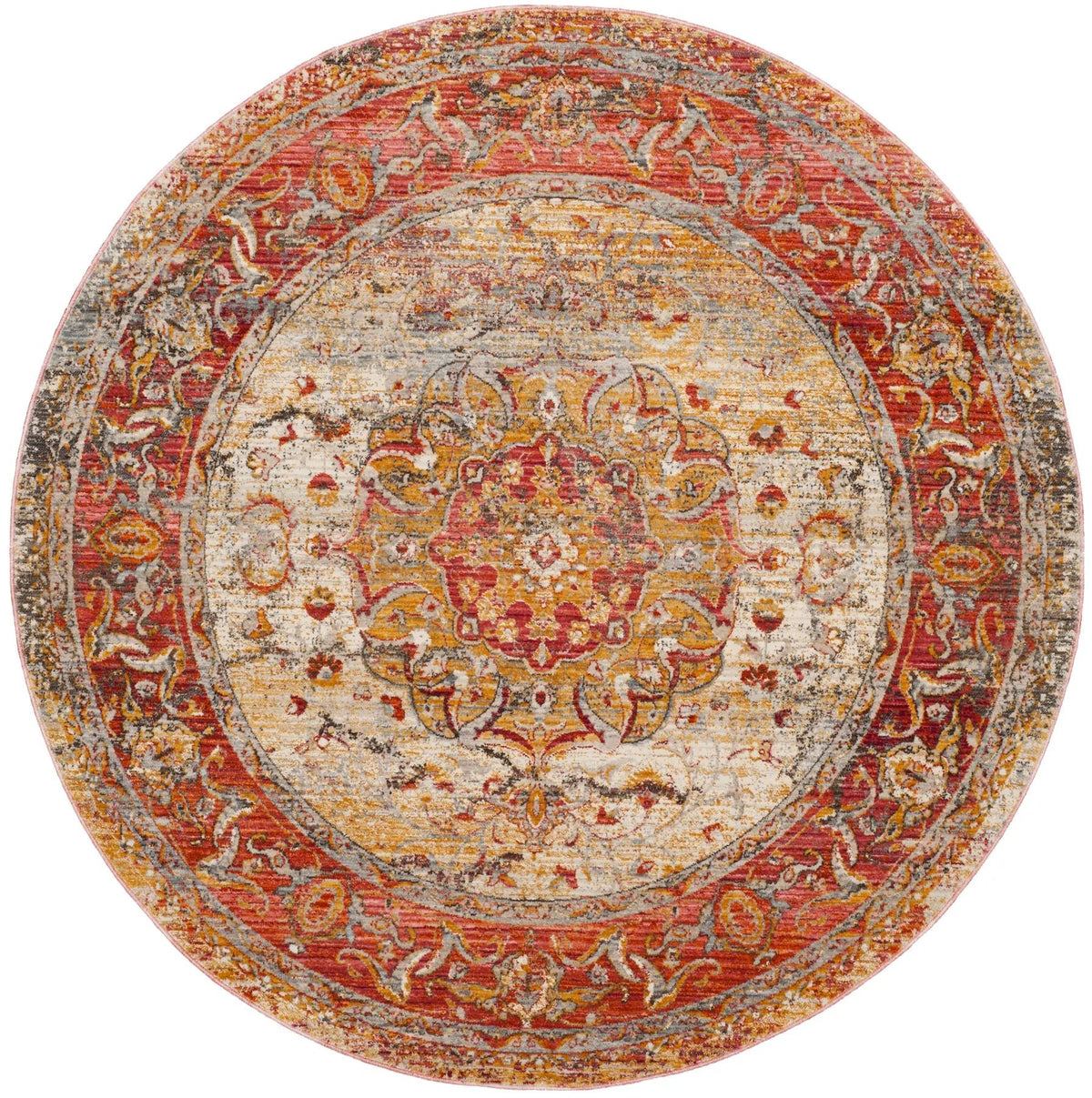Safavieh Vintage Persian 5'-0" x 5'-0" Rug in Saffron / Cream