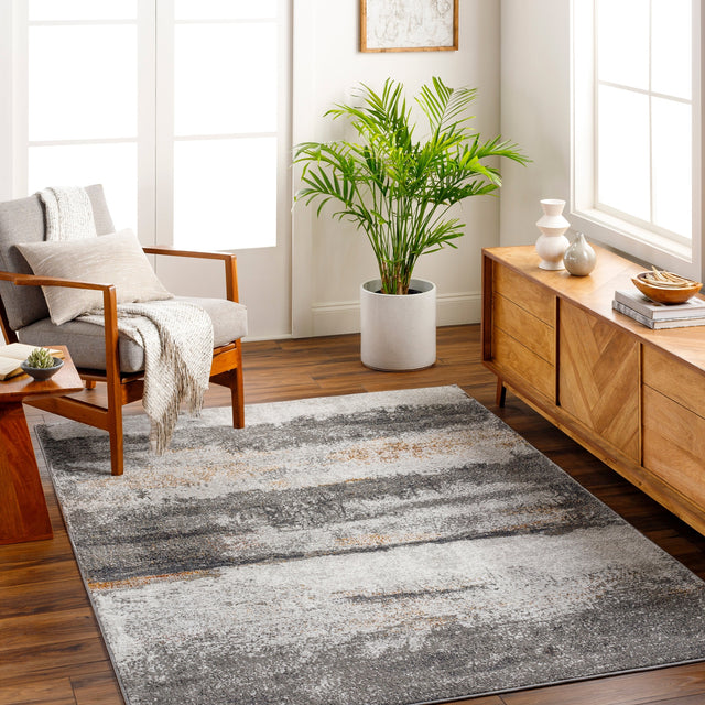 Surya San Francisco Sfo-2300 Charcoal, Ivory, Light Slate, Black, Mustard, Rust Rug.